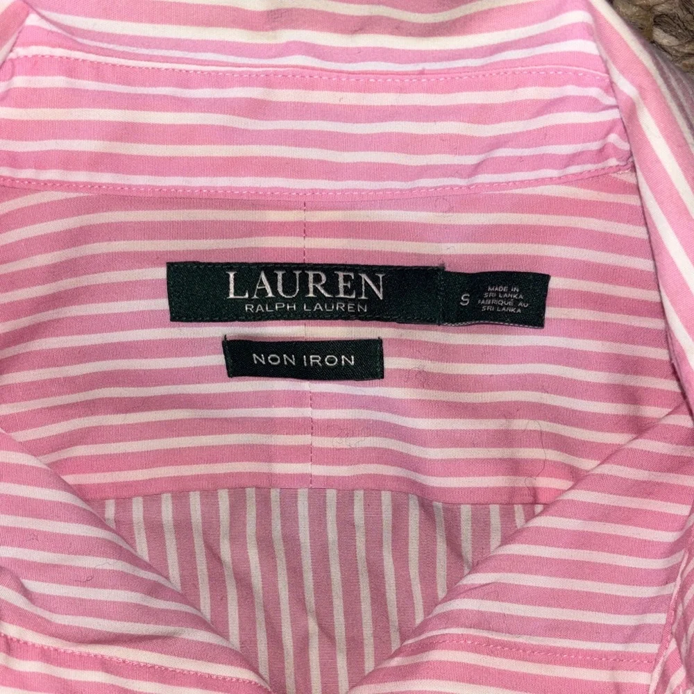 Lauren Ralph Lauren Pink Striped Button Down Shirt HLF - Picture 2 of 7